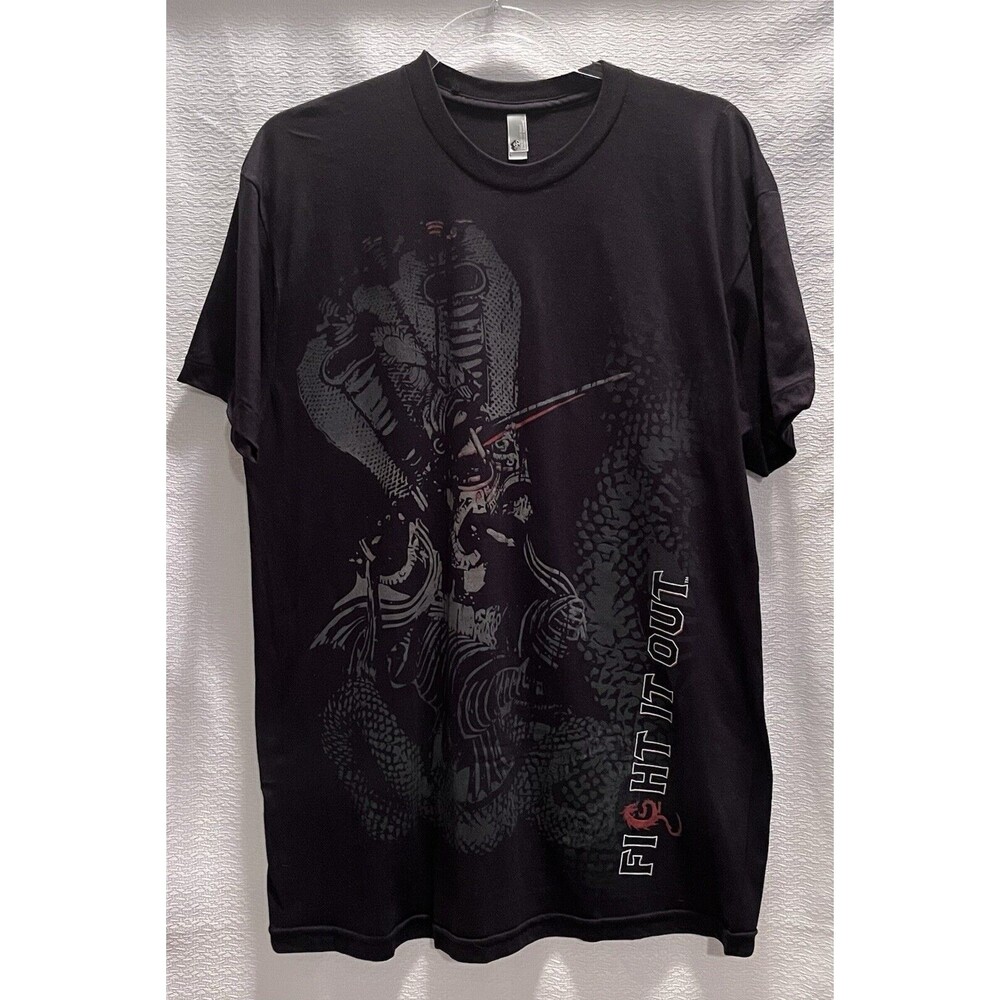NEW Fight it Out Snake Dragon Graphic T Shirt Adult L MMA Viking Warrior Comic